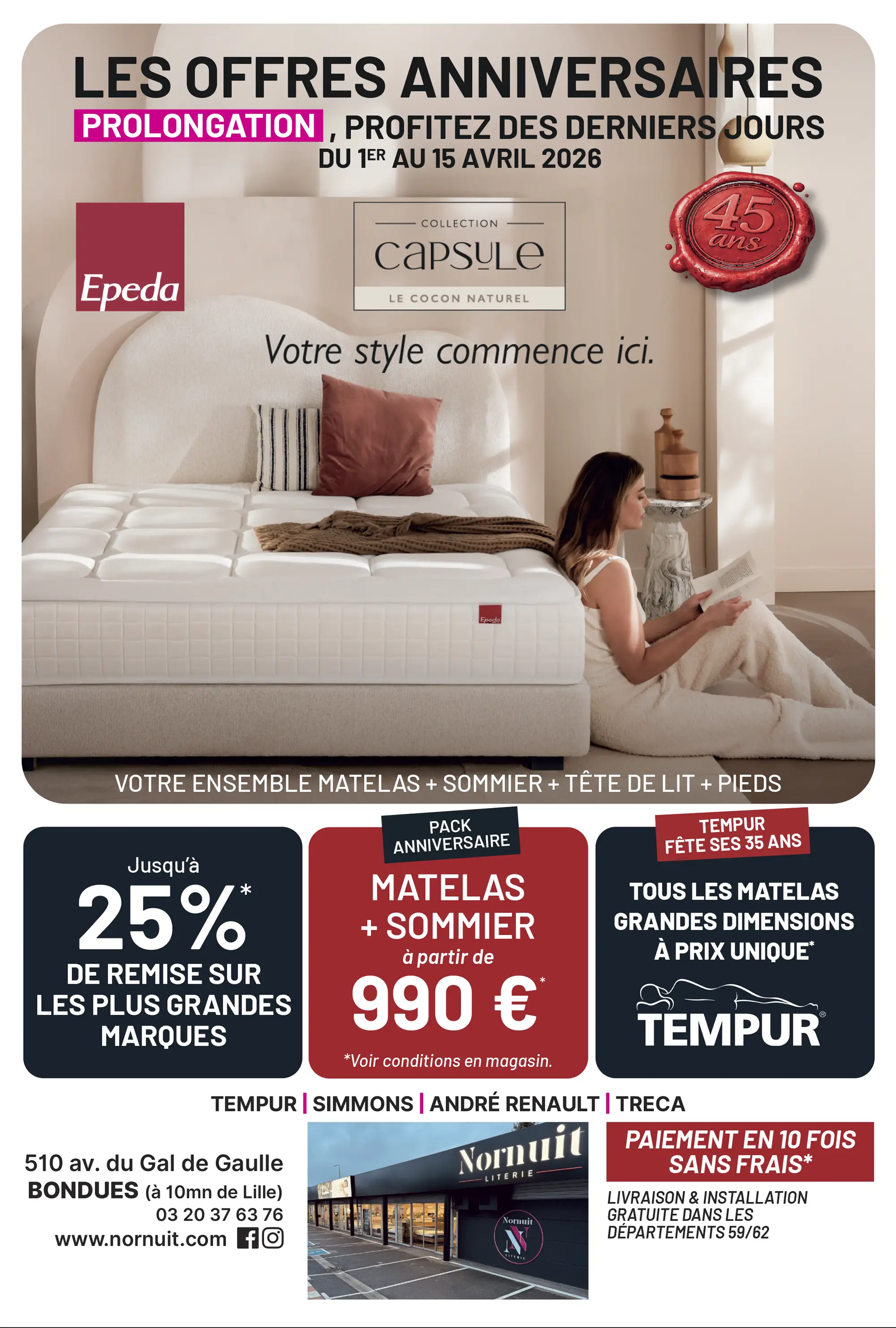 Offres anniversaire Nornuit avril 2026