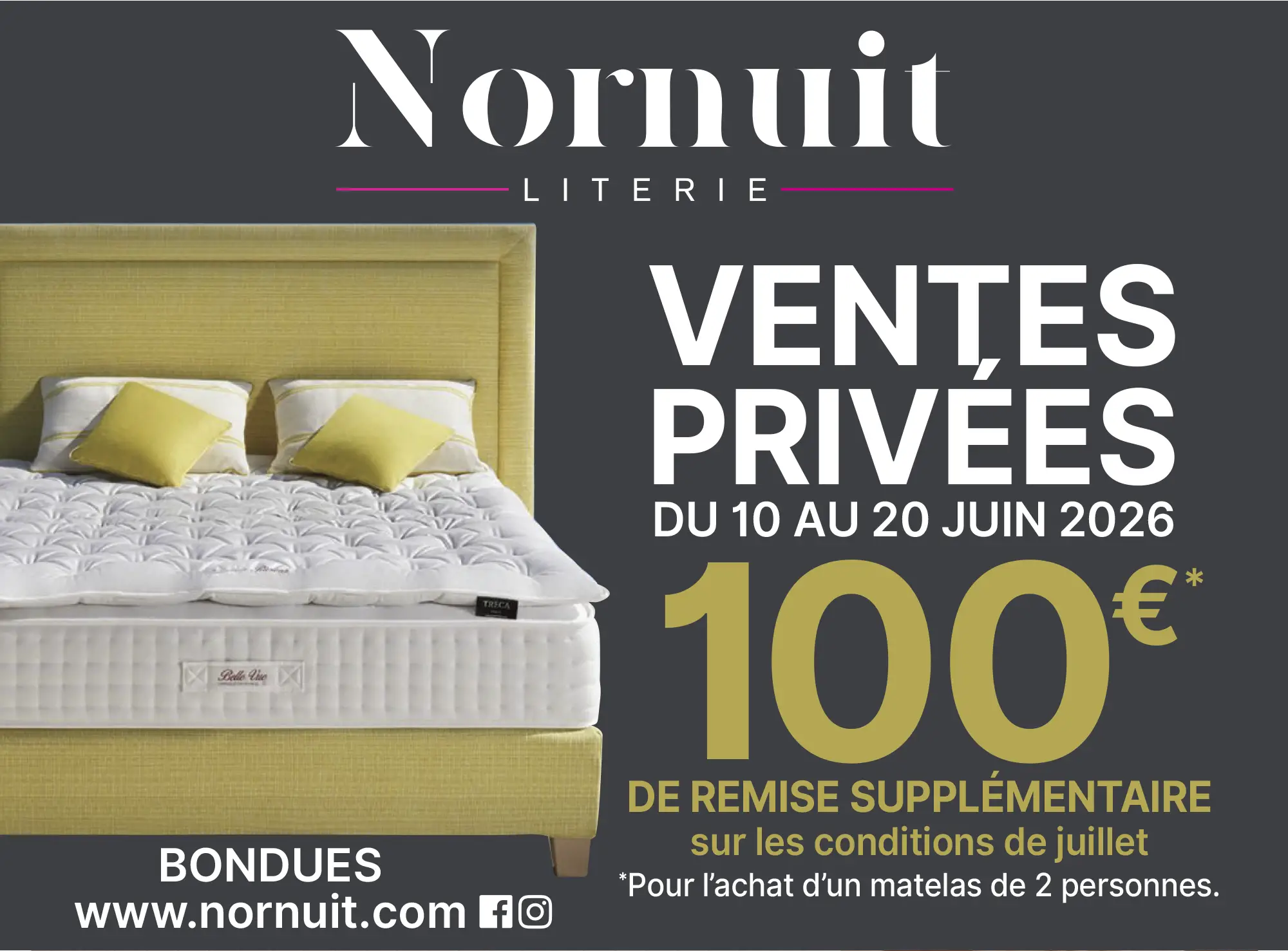 Vente privée literie Lille juin 2026