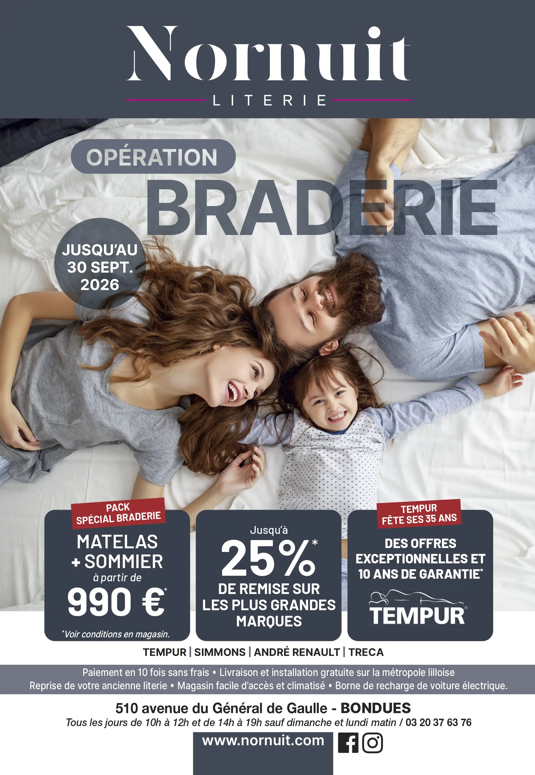 Braderie literie Lille septembre 2026