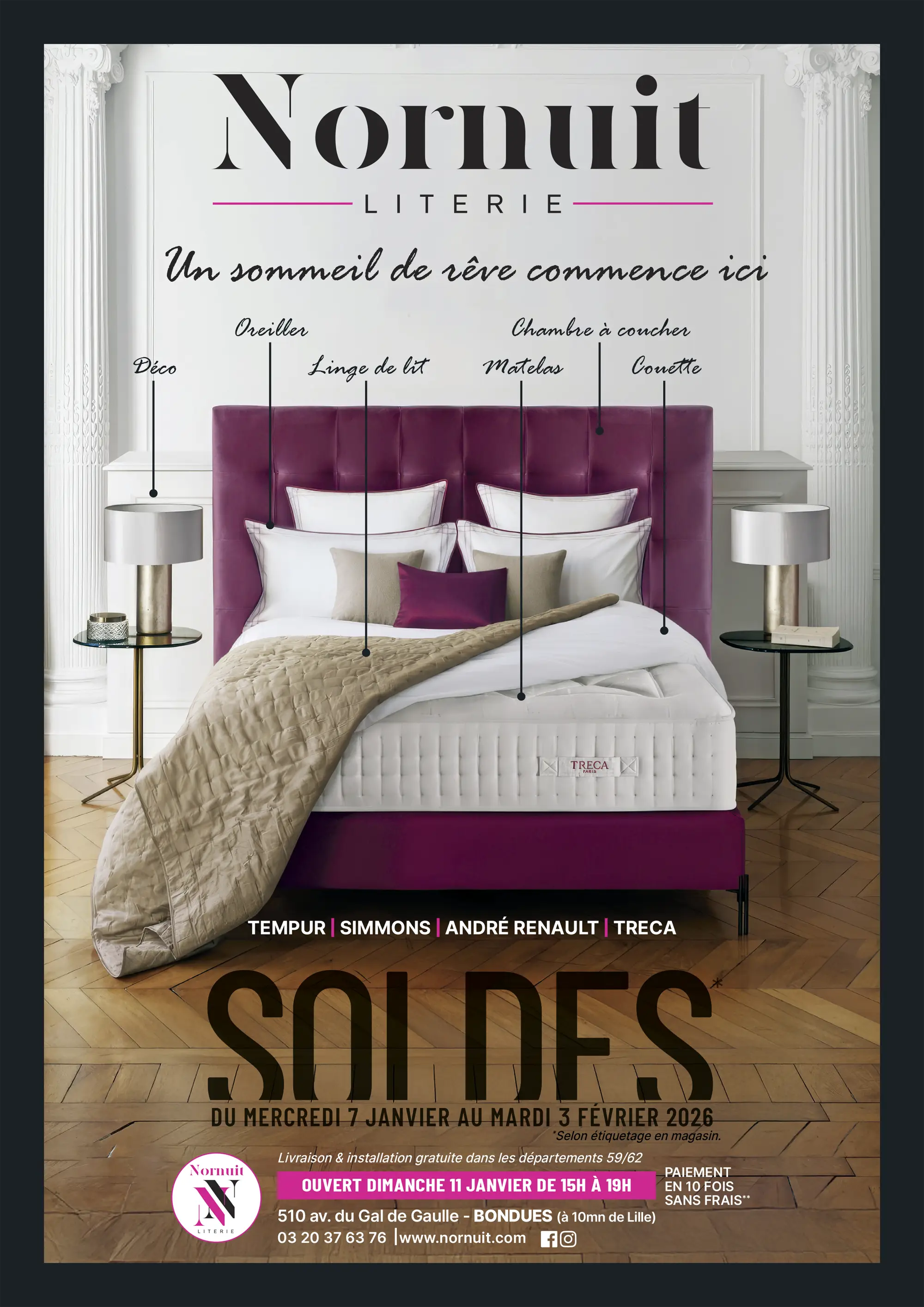 Soldes literie Lille janvier 2026